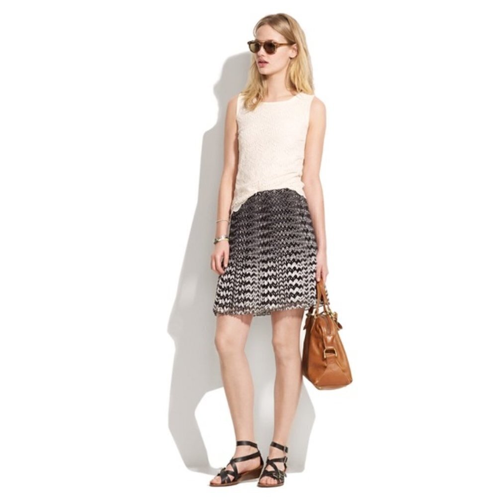 MADEWELL Chevron Print Accordion Pleated Mini Skirt Size 8